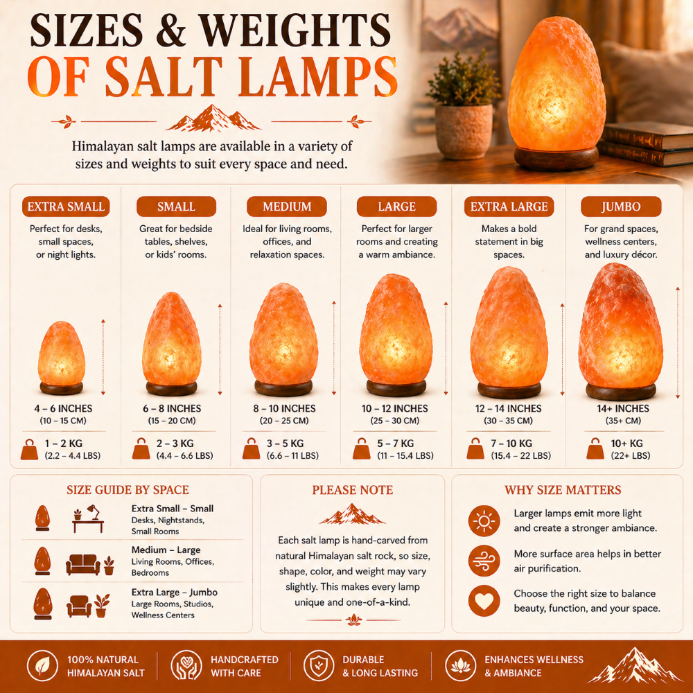 Himalayan salt lamp size guide