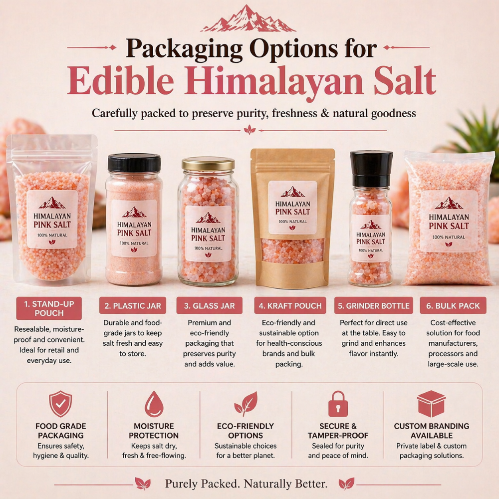 Packaging options for Himalayan pink salt